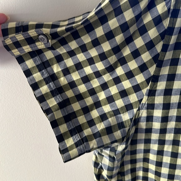 Theory men’s yellow & black gingham short sleeve button shirt. style kennard XL - Picture 3 of 8